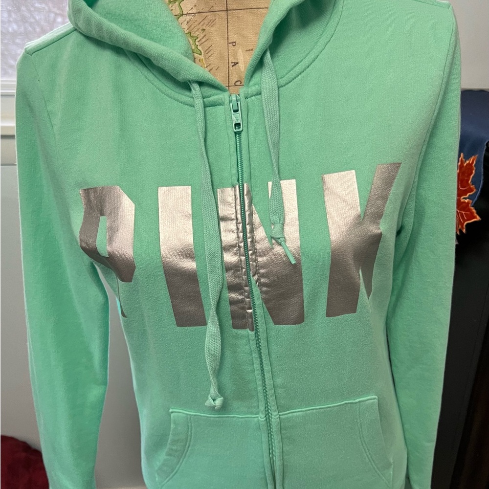 Like New Pink Victoria’s Secret Full Zip Hooded Sweatshirt - Picture 7 of 8
